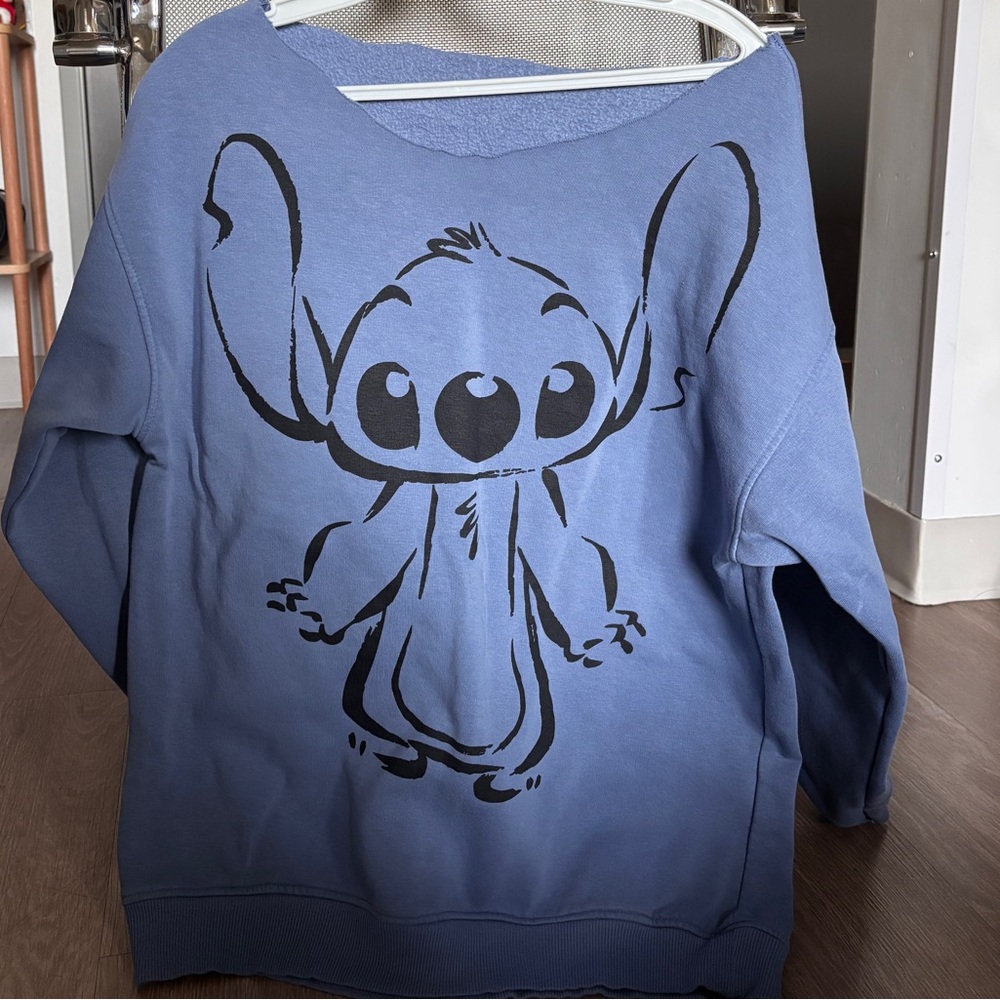 Blue Sweatshirt with Stich and off the shoulder